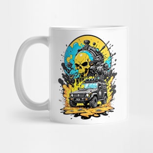 Apocalyptic cyberpunk truck feral skull futuristic poster design Mug